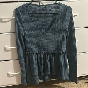Blue Long Sleeve Shirt. Shein